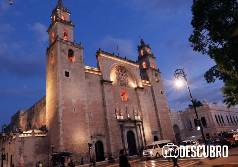 Foto de la catedral de Mérida, la ciudad blanca, en el centro de la capital yucateca.