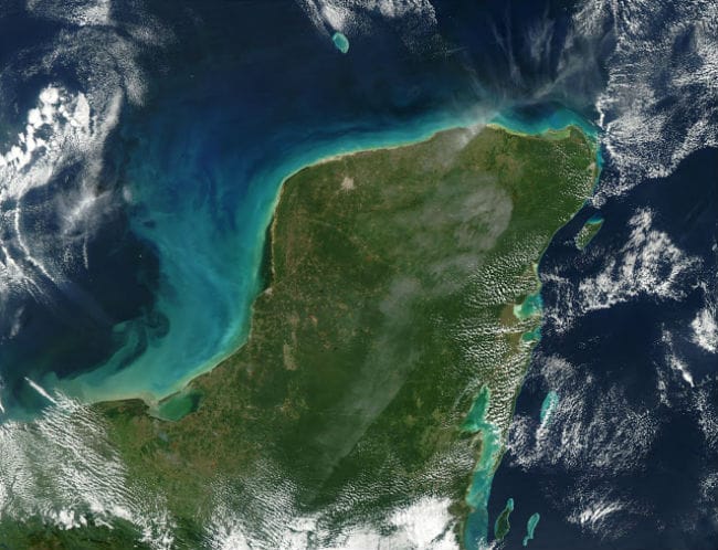 Foto de la Península de Yucatán, en México, vista desde el espacio.- Foto de NASA