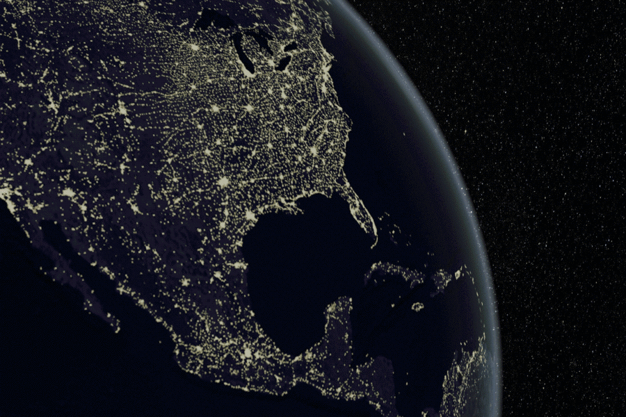 Vista satelital nocturna de la República Mexicana desde el espacio.- Foto de la NASA