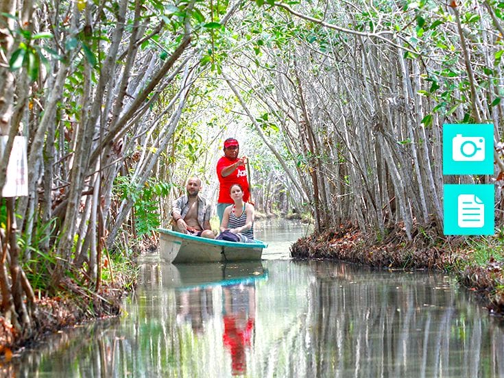 El principal atractivo de San Crisanto es visitar los manglares y refrescarte en un ojo de agua dulce