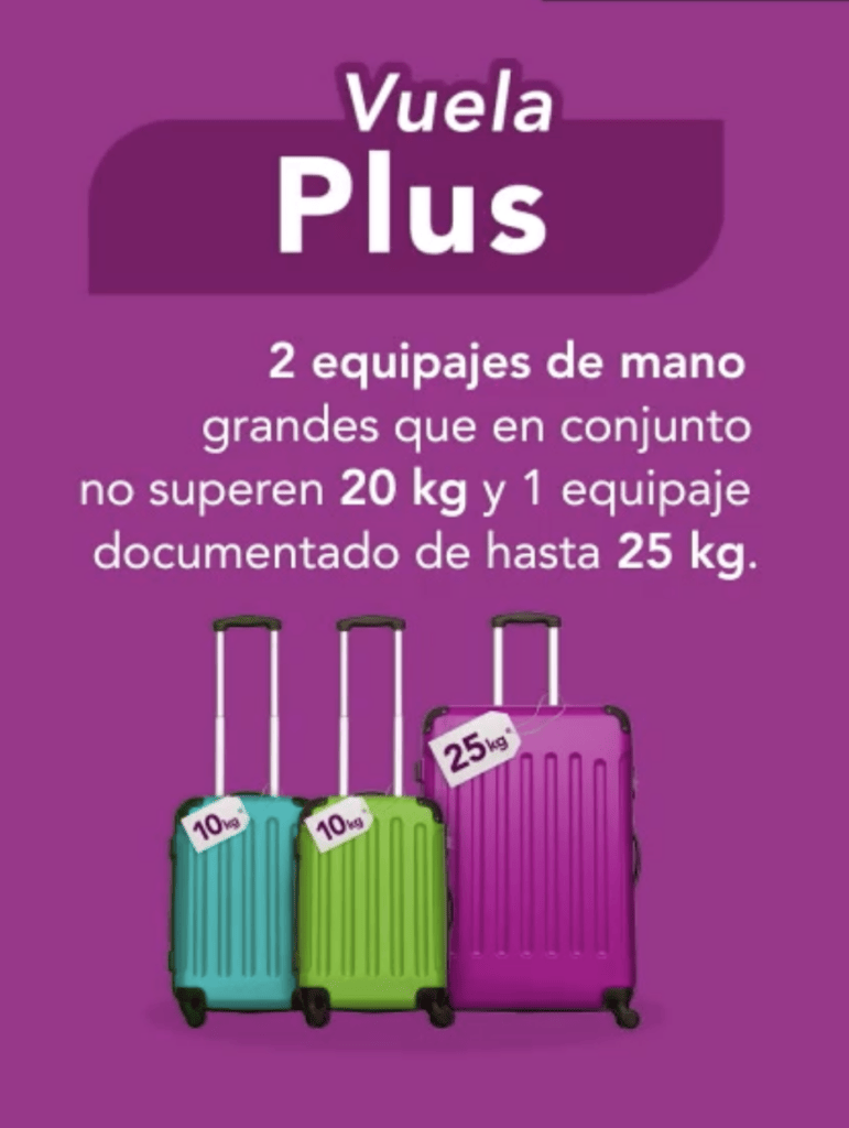 La tarifa Plus es la más completa si vas a llevar mucho equipaje.