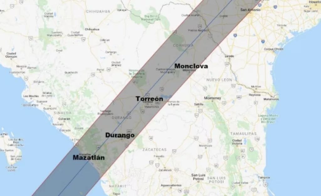 La mejor zona en la que se verá el eclipse total solar de abril 2024