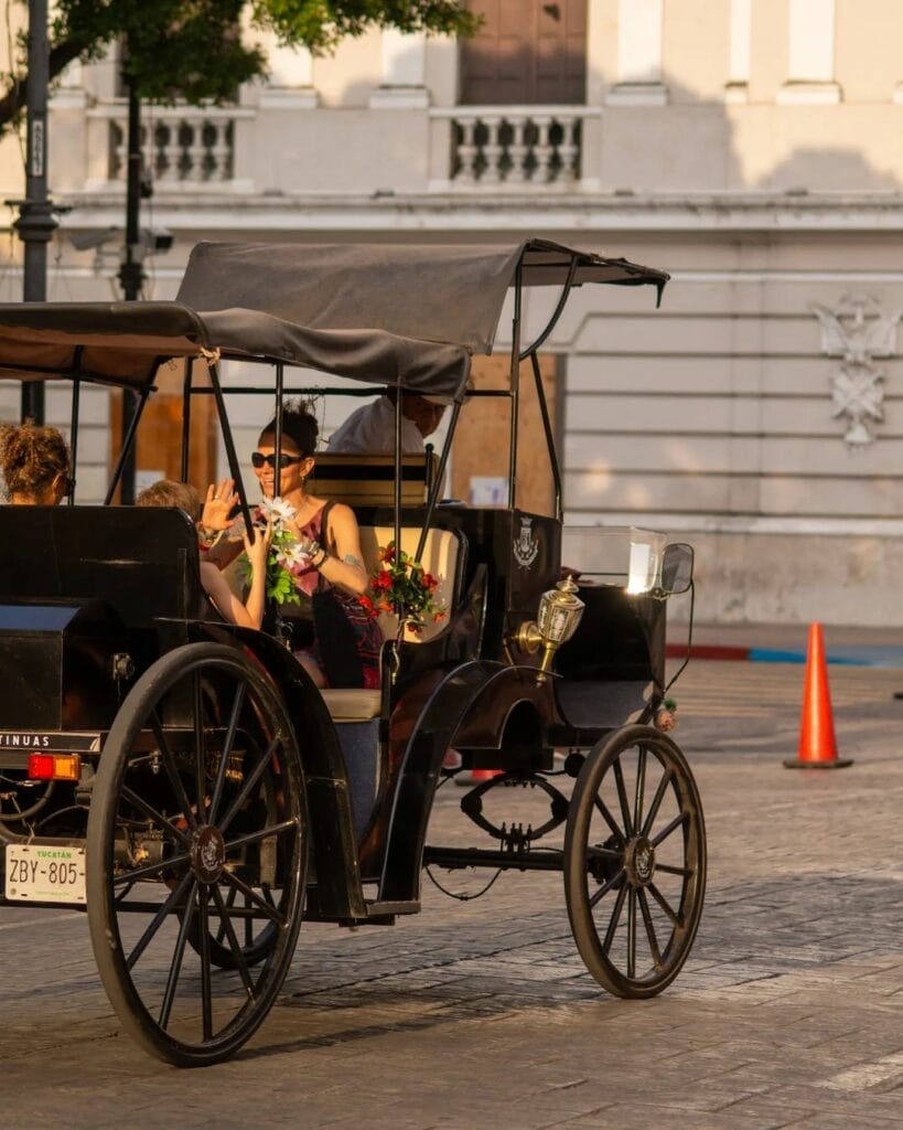 El servicio de calesas lo podrás encontrar tanto de día como de noche.